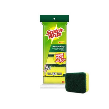 QP Scotch-Brite Heavy Duty Scouring Sponge B315 Green 5 pieces