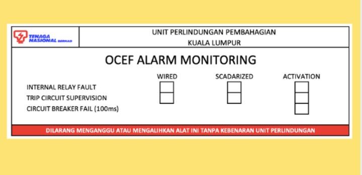 Others STICKER OCEF ALARM MONITORING