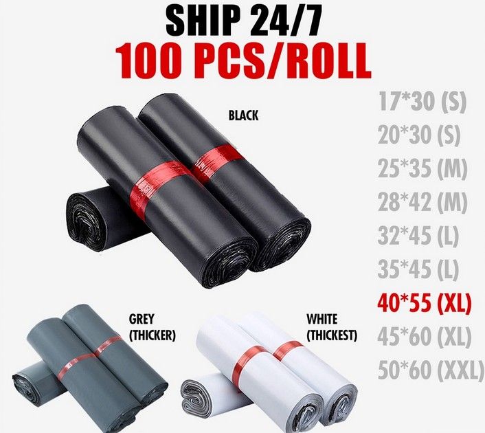 Courier Bag Parcel Size: 40cm x 55cm (Black)/100 pcs