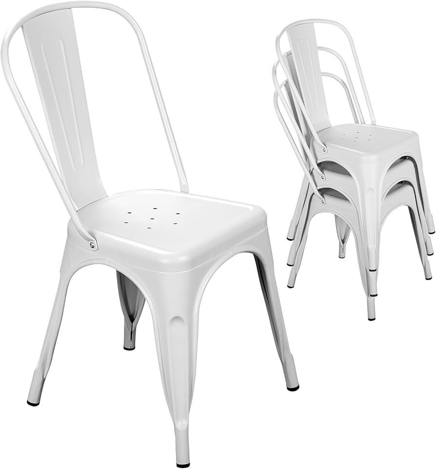 Stackable Metal Chairs Dining Chairs (white)
