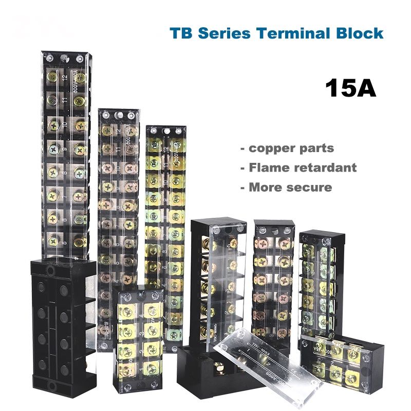QP DUAL ROW STRIP BARRIER SCREW TERMINAL BLOCK 600V 15A FIXED WIRE CONNECTOR 3/4/5/6/8/10/12 POSITIONS