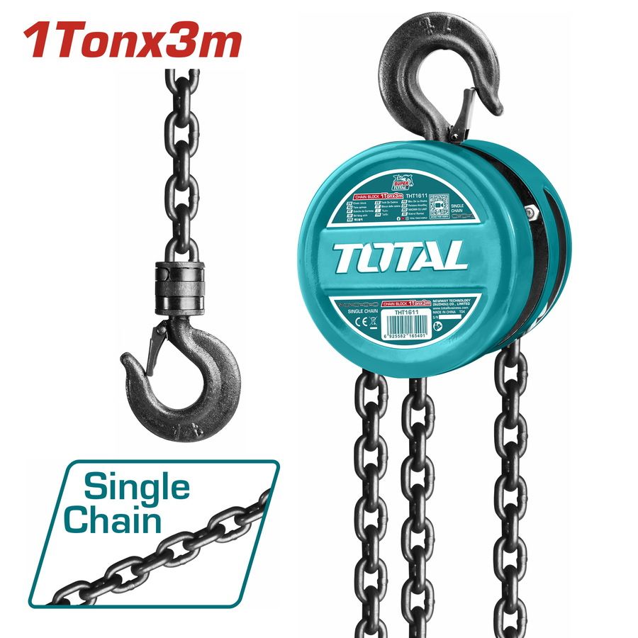 TOTAL - Chain Block- 1TON X 3METER (Industrial)- (T-THT1611) / Chain Block / Chainblock / Lifting Block / Single Chain
