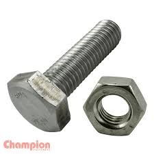 Bolt & Nut stainles steel 316 full thread m8 x 60mm (1pcs s/w+1 f/w)