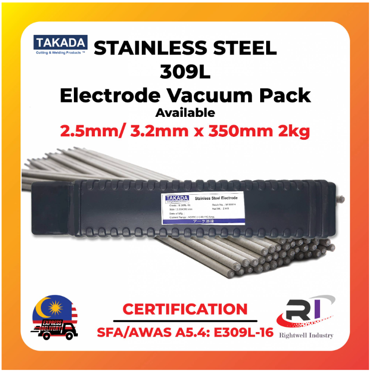 RIGHTYWELL TAKADA STAINLESS STEEL 309L WELDING ELECTRODE ARC/MMA/SMAW (2KG)