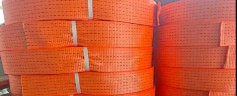 Fiber Optic Malaysia OKM 2" X 100M POLYESTER TIE DOWN BELT BOTH END PLAIN ORANGE COLOR SAFETY